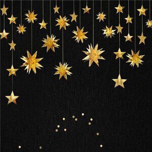 Gold Party Decorations Star Garlands Streamer Gold 3D Stars Metallic